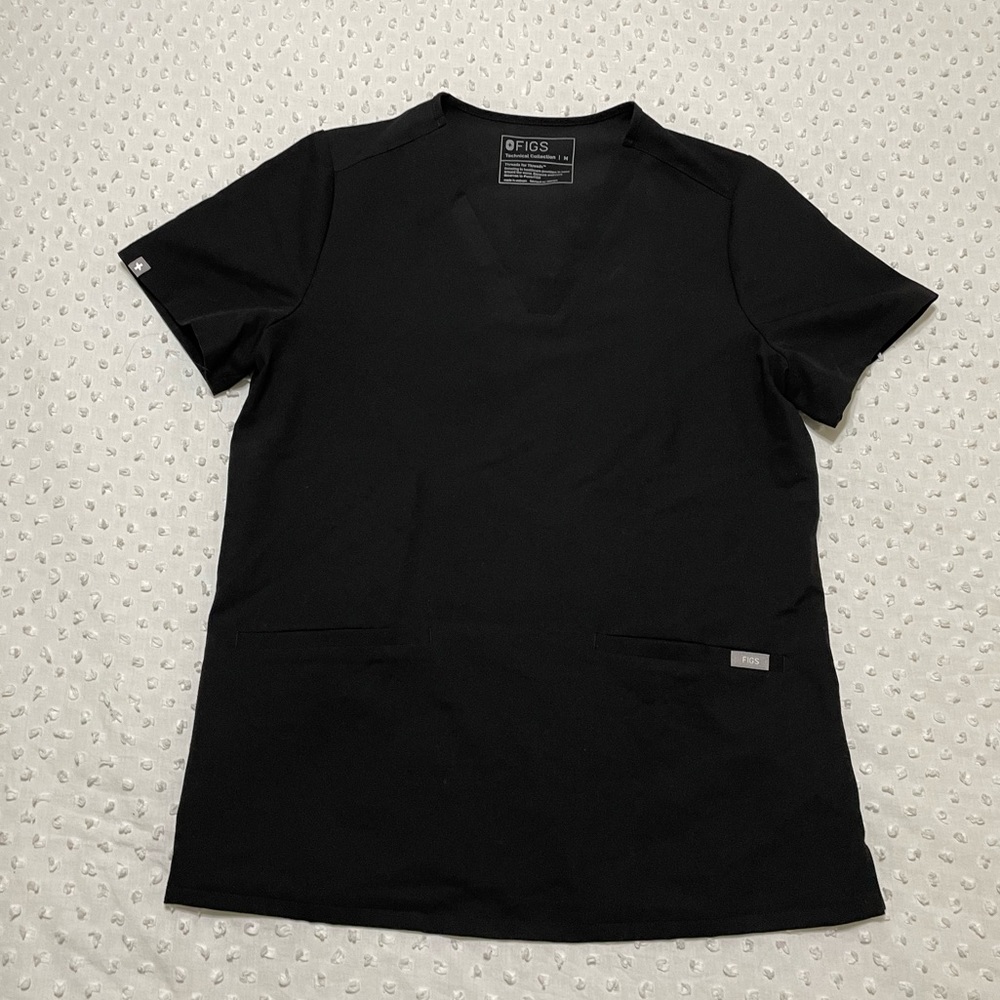 Figs Casma Scrub Top - Black